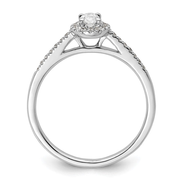 Exclusive 14K White Gold Halo Semi-Mount Engagement Ring - 1/4 Carat Oval & Diamond Accents
