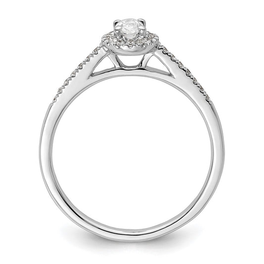 Exclusive 14K White Gold Halo Semi-Mount Engagement Ring - 1/4 Carat Oval & Diamond Accents