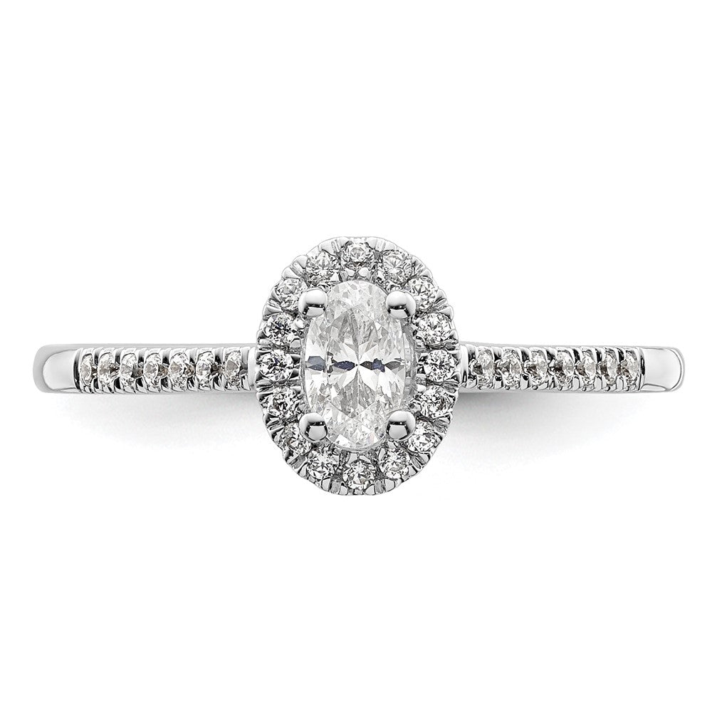 Exclusive 14K White Gold Halo Semi-Mount Engagement Ring - 1/4 Carat Oval & Diamond Accents