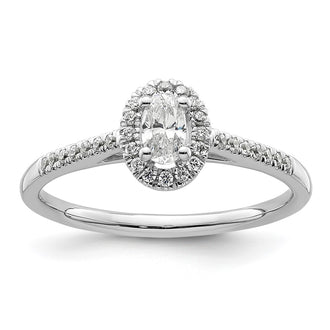 Exclusive 14K White Gold Halo Semi-Mount Engagement Ring - 1/4 Carat Oval & Diamond Accents