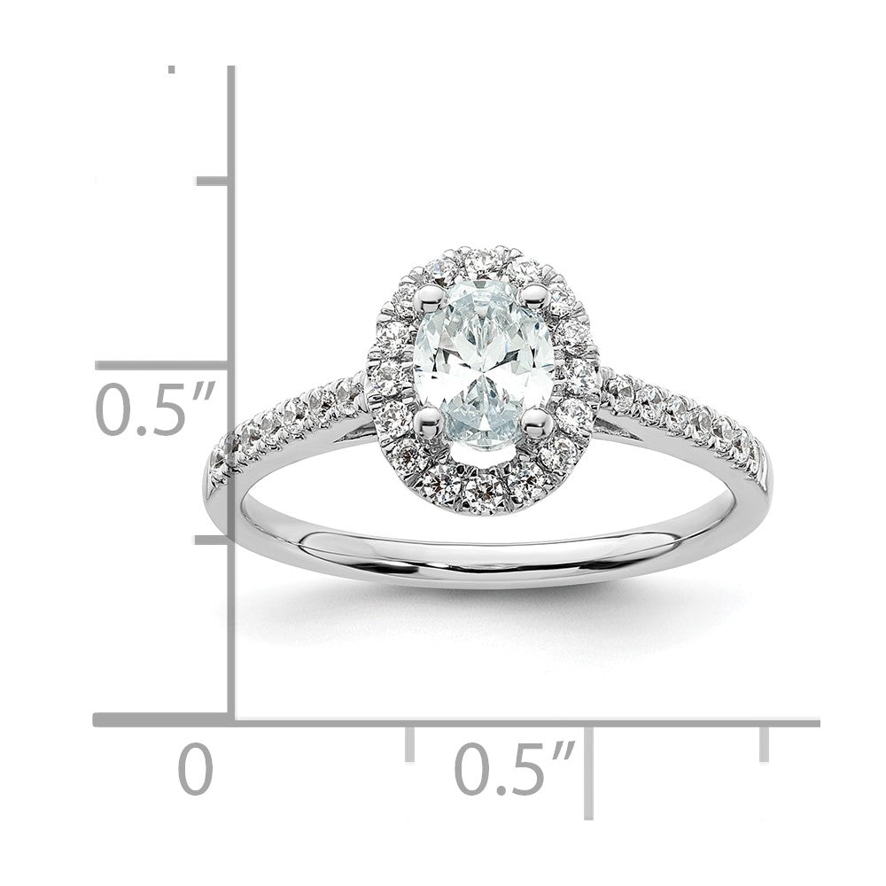 Buy 14K White Gold Halo Engagement Ring, 1/2 Carat Oval Center, Stylish Value
