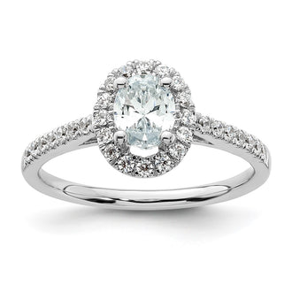 Buy 14K White Gold Halo Engagement Ring, 1/2 Carat Oval Center, Stylish Value