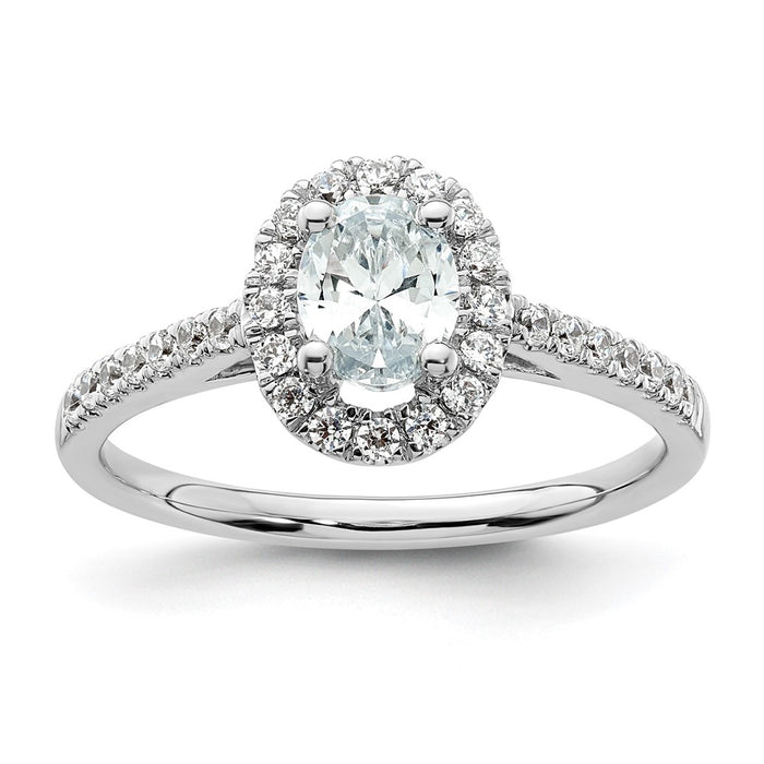 Buy 14K White Gold Halo Engagement Ring, 1/2 Carat Oval Center, Stylish Value-1