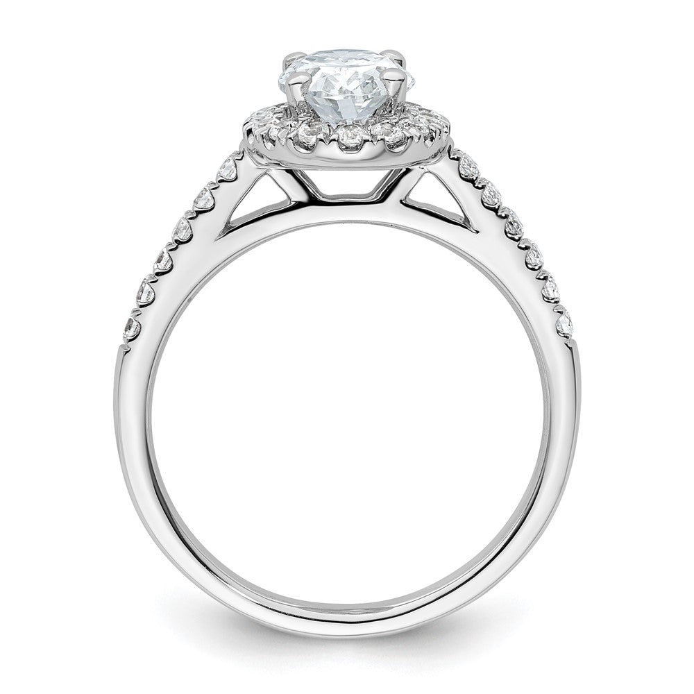 Exclusive 14K White Gold Halo Engagement Ring | 3/4 Carat Oval Center & Accents