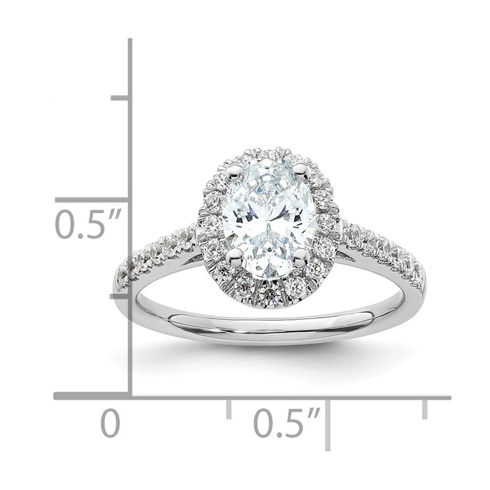 Exclusive 14K White Gold Halo Engagement Ring | 3/4 Carat Oval Center & Accents-7