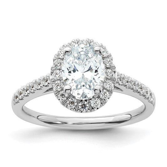 Exclusive 14K White Gold Halo Engagement Ring | 3/4 Carat Oval Center & Accents