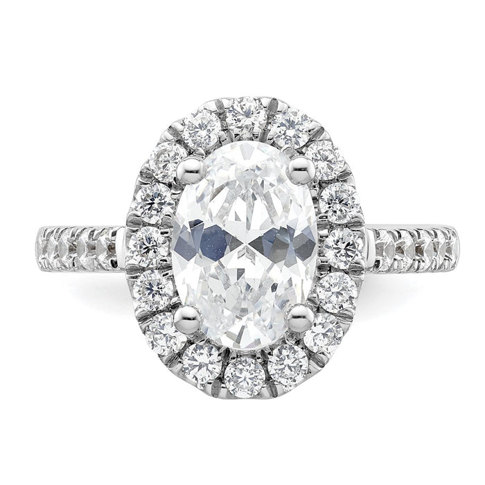 Buy Exclusive 14K White Gold Halo Engagement Ring for 2 Carat Oval Center-4