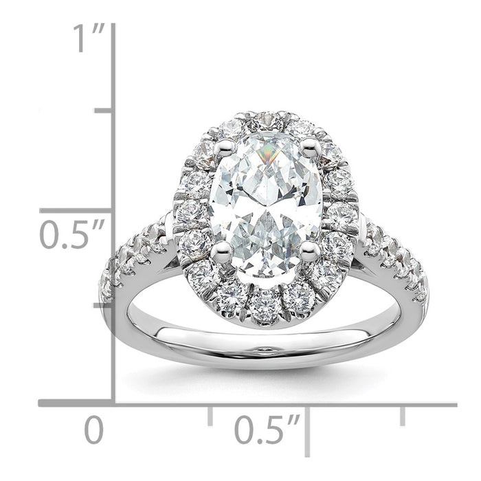 Buy Exclusive 14K White Gold Halo Engagement Ring for 2 Carat Oval Center-8