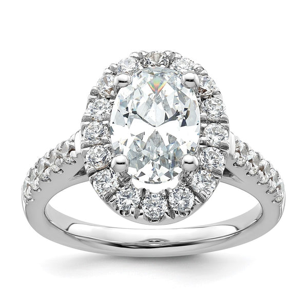 14K White Gold Halo Engagement Ring for 2 Carat Oval Center - Style GR1-1022599