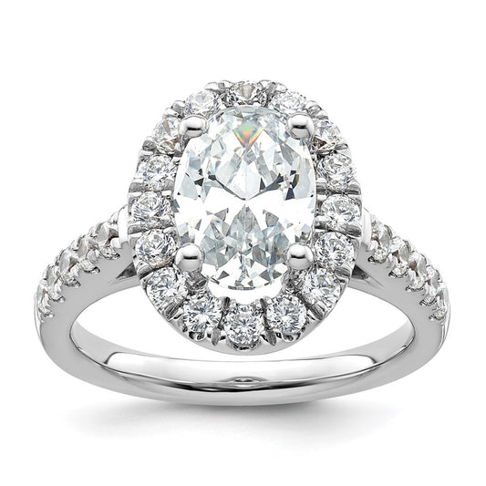 Buy Exclusive 14K White Gold Halo Engagement Ring for 2 Carat Oval Center