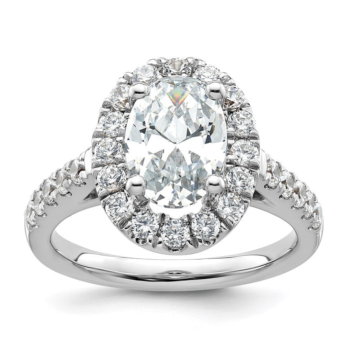Buy Exclusive 14K White Gold Halo Engagement Ring for 2 Carat Oval Center-1