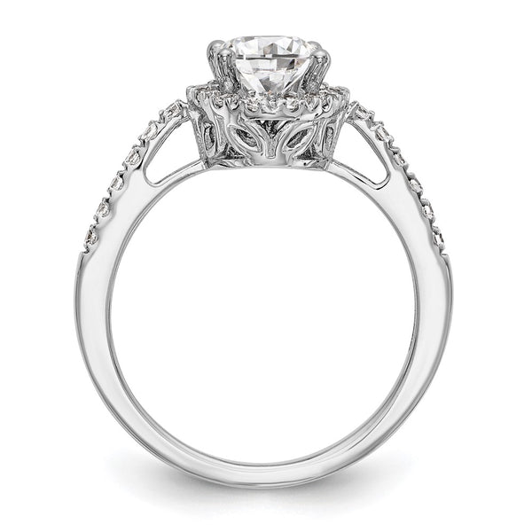 High-quality 14K White Gold Halo Semi-Mount Engagement Ring, 1/4 Carat Diamonds, Stylish Design for 1 Carat Oval Center Stone