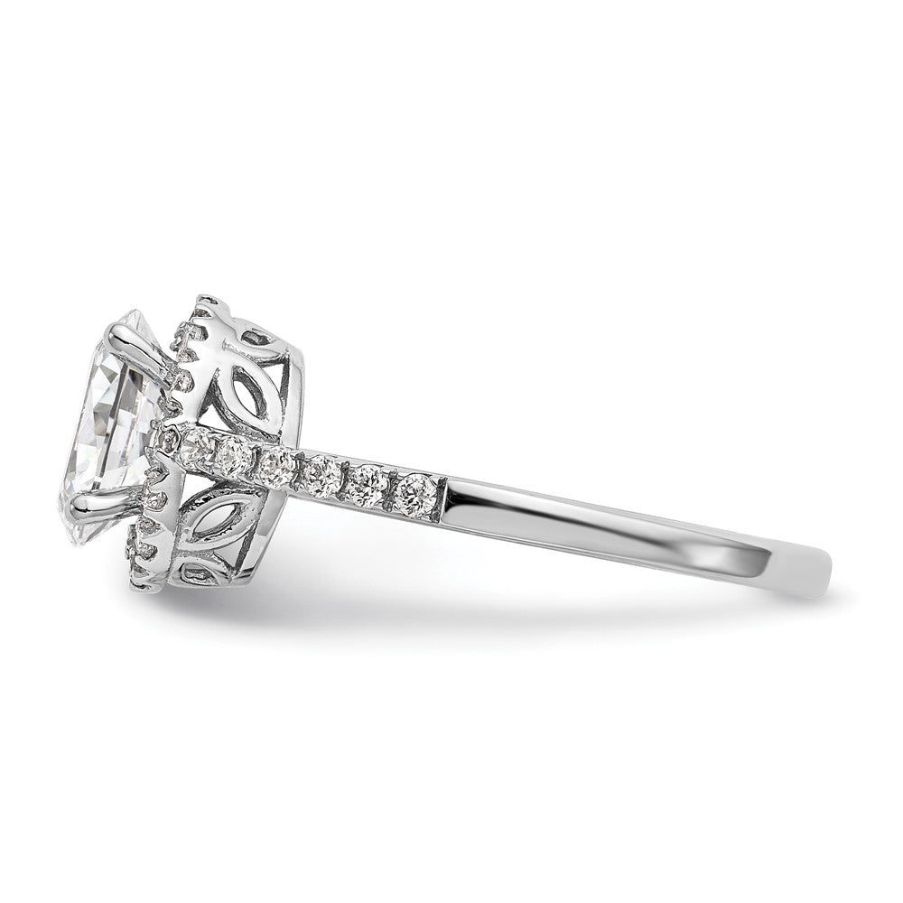 High-quality 14K White Gold Halo Semi-Mount Engagement Ring, 1/4 Carat Diamonds, Stylish Design for 1 Carat Oval Center Stone