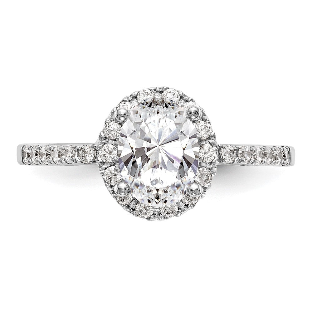 High-quality 14K White Gold Halo Semi-Mount Engagement Ring, 1/4 Carat Diamonds, Stylish Design for 1 Carat Oval Center Stone