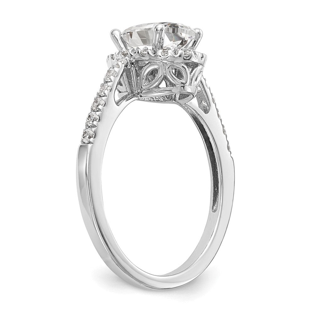 High-quality 14K White Gold Halo Semi-Mount Engagement Ring, 1/4 Carat Diamonds, Stylish Design for 1 Carat Oval Center Stone