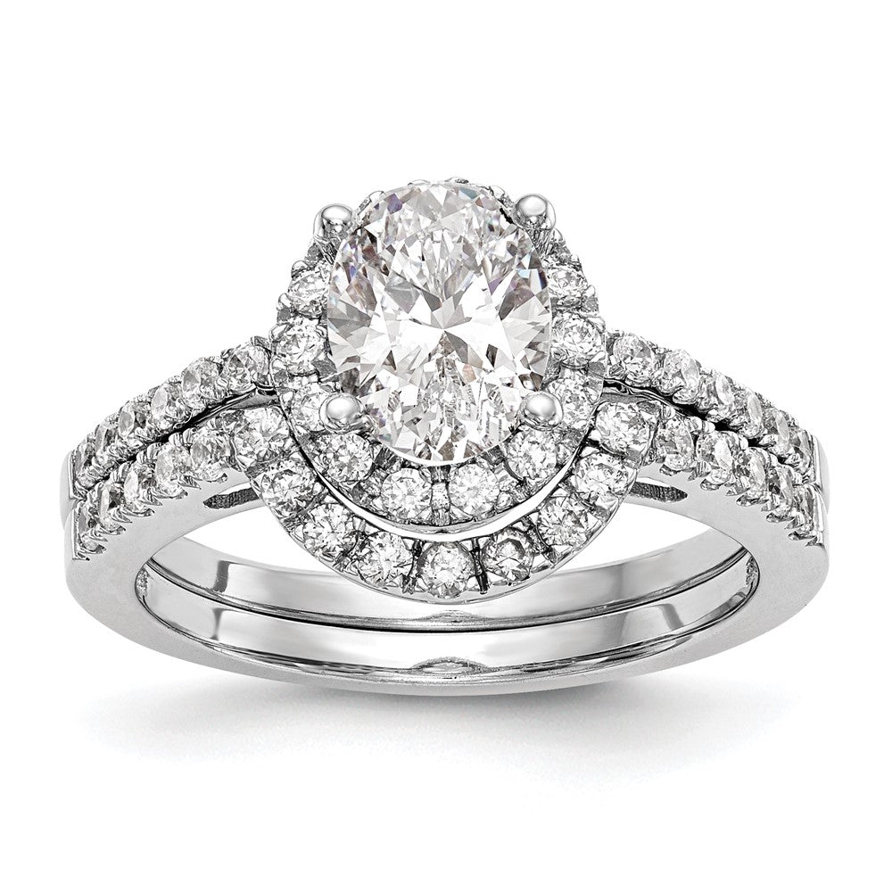 High-quality 14K White Gold Halo Semi-Mount Engagement Ring, 1/4 Carat Diamonds, Stylish Design for 1 Carat Oval Center Stone
