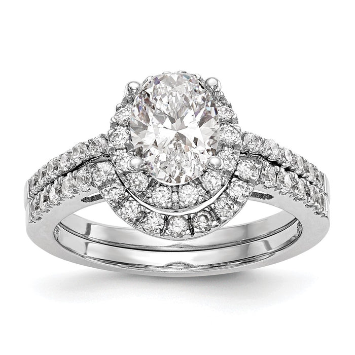 High-quality 14K White Gold Halo Semi-Mount Engagement Ring, 1/4 Carat Diamonds, Stylish Design for 1 Carat Oval Center Stone-7