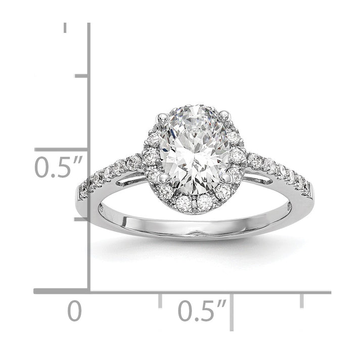 High-quality 14K White Gold Halo Semi-Mount Engagement Ring, 1/4 Carat Diamonds, Stylish Design for 1 Carat Oval Center Stone-8