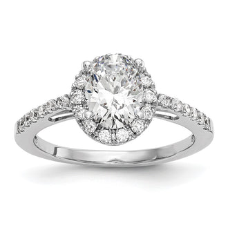High-quality 14K White Gold Halo Semi-Mount Engagement Ring, 1/4 Carat Diamonds, Stylish Design for 1 Carat Oval Center Stone