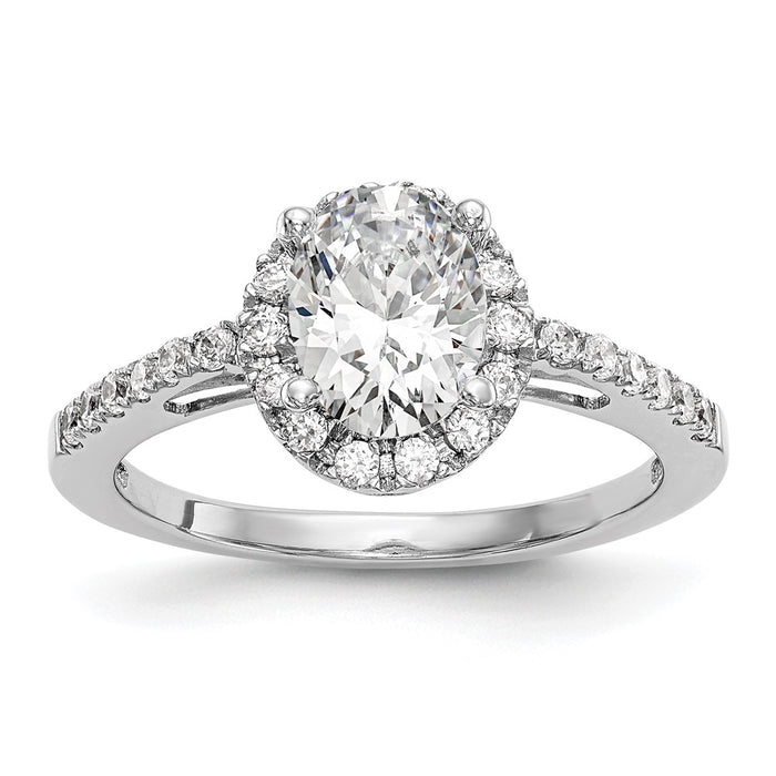 High-quality 14K White Gold Halo Semi-Mount Engagement Ring, 1/4 Carat Diamonds, Stylish Design for 1 Carat Oval Center Stone-1