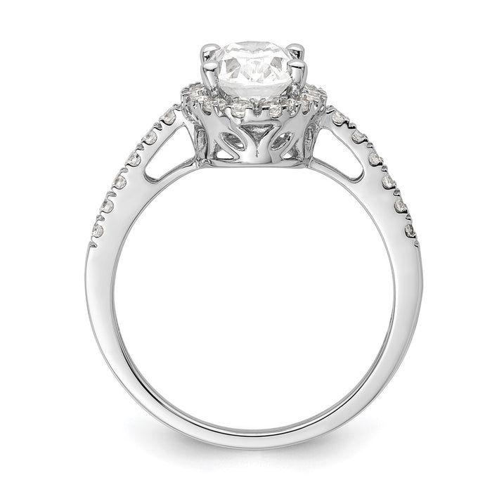 Buy Exclusive 14K White Gold Halo Engagement Ring for 1.25 Carat Oval Center-2