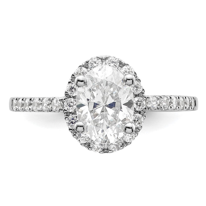 Buy Exclusive 14K White Gold Halo Engagement Ring for 1.25 Carat Oval Center-4