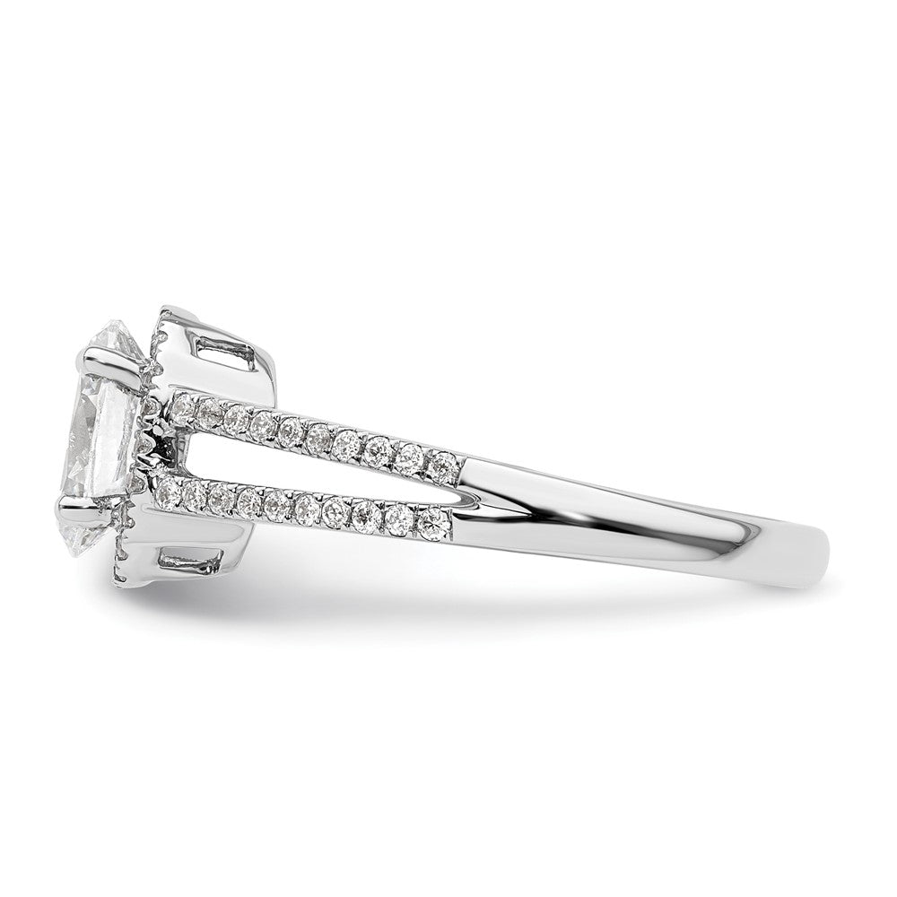 Exclusive 14K White Gold Halo Semi-Mount Ring with 1/3 Carat Diamonds - Luxury Design for 3/4 Carat Oval Center