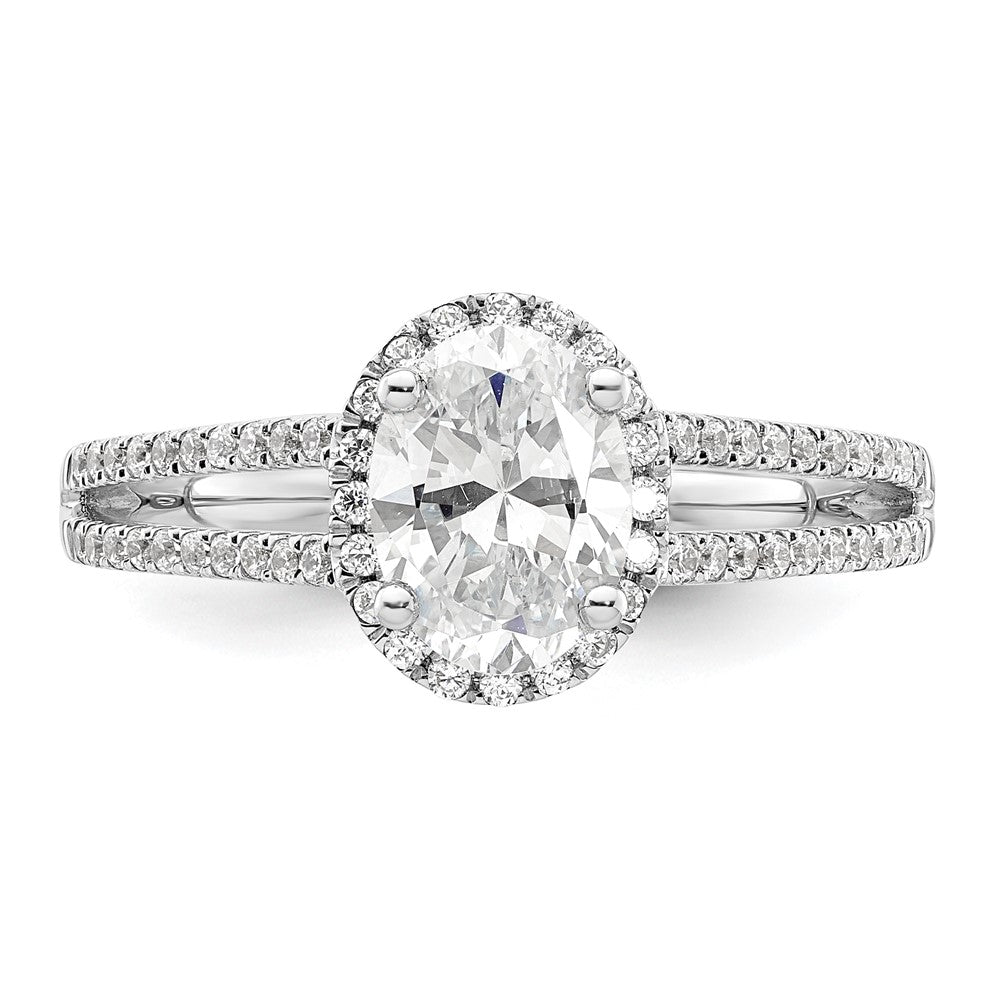 Exclusive 14K White Gold Halo Semi-Mount Ring with 1/3 Carat Diamonds - Luxury Design for 3/4 Carat Oval Center