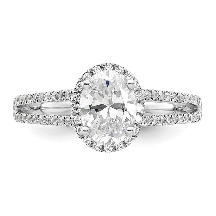 Exclusive 14K White Gold Halo Semi-Mount Ring with 1/3 Carat Diamonds - Luxury Design for 3/4 Carat Oval Center-4