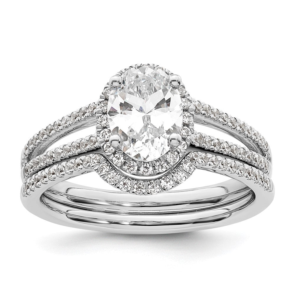 Exclusive 14K White Gold Halo Semi-Mount Ring with 1/3 Carat Diamonds - Luxury Design for 3/4 Carat Oval Center