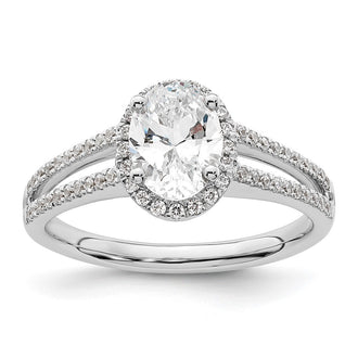 Exclusive 14K White Gold Halo Semi-Mount Ring with 1/3 Carat Diamonds - Luxury Design for 3/4 Carat Oval Center