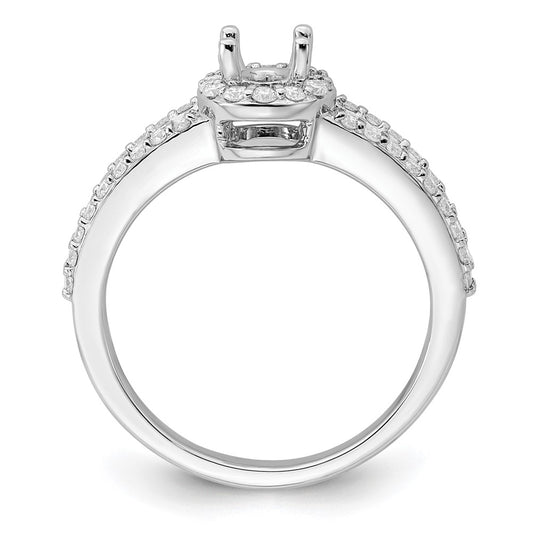 Exclusive 14K White Gold Halo Semi-Mount Engagement Ring for 1/2 Carat Oval