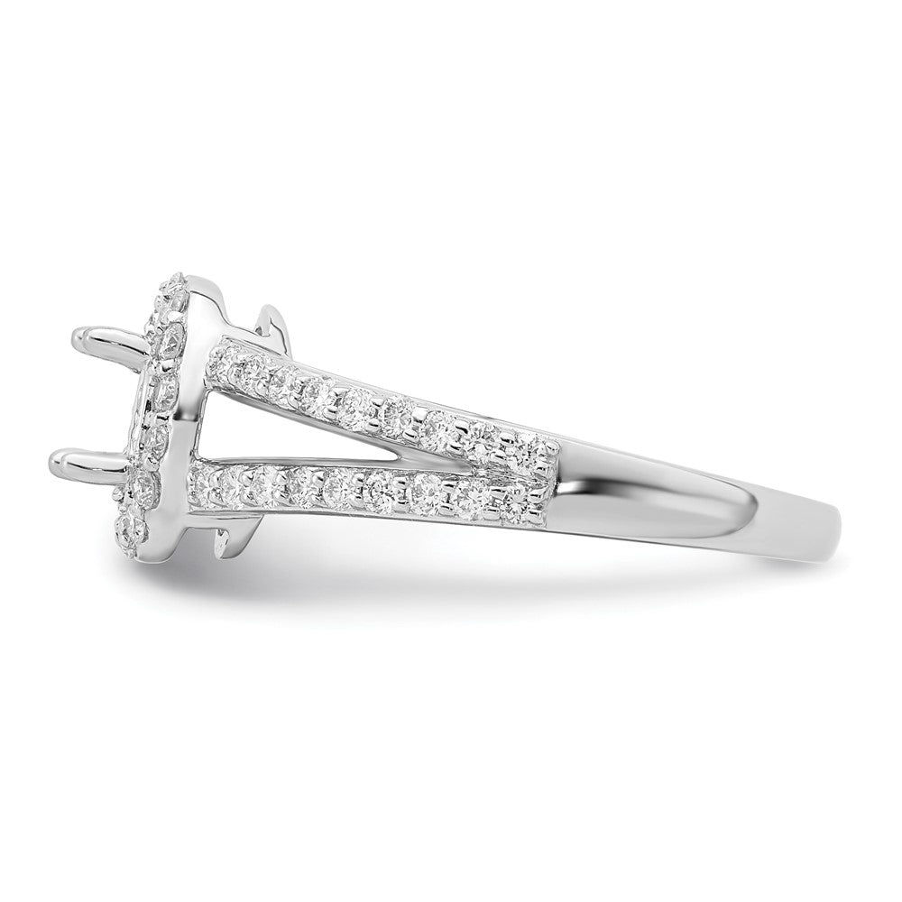 Exclusive 14K White Gold Halo Semi-Mount Engagement Ring for 1/2 Carat Oval