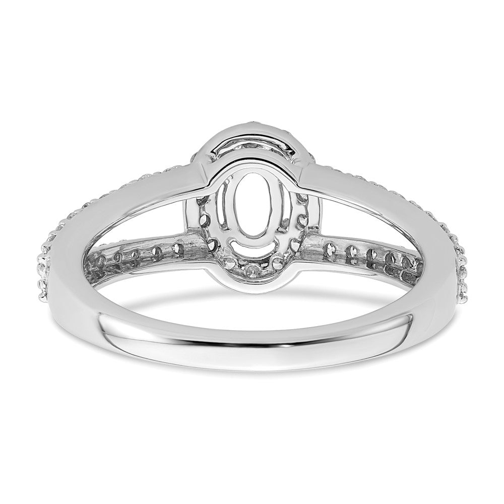 Exclusive 14K White Gold Halo Semi-Mount Engagement Ring for 1/2 Carat Oval