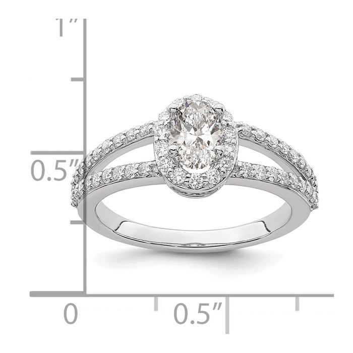 Exclusive 14K White Gold Halo Semi-Mount Engagement Ring for 1/2 Carat Oval-7