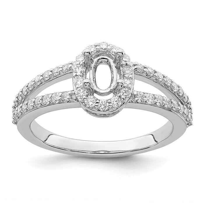 Exclusive 14K White Gold Halo Semi-Mount Engagement Ring for 1/2 Carat Oval-8
