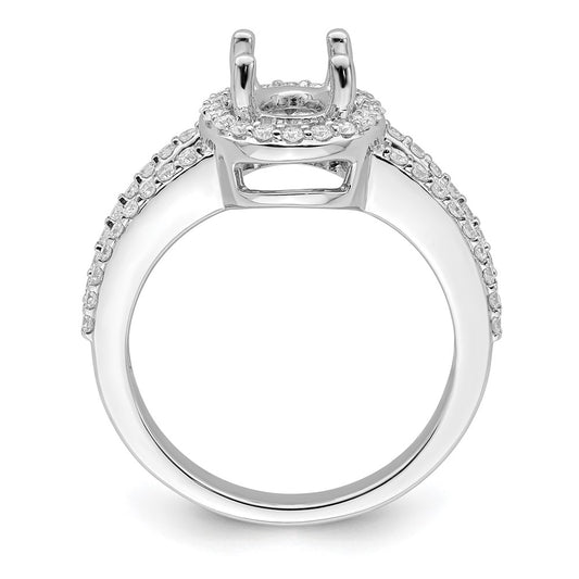 High-Quality 14K White Gold Halo Engagement Ring for 2 Carat Oval Center