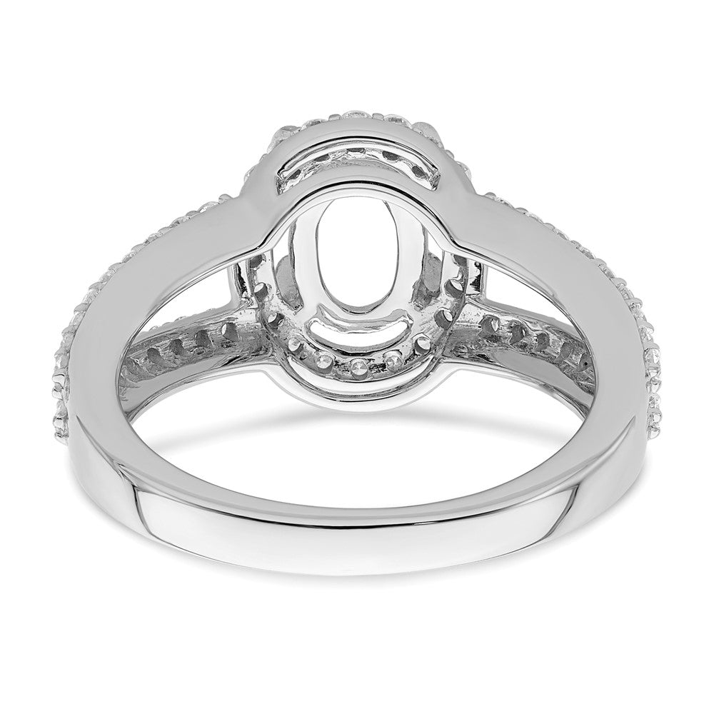 High-Quality 14K White Gold Halo Engagement Ring for 2 Carat Oval Center