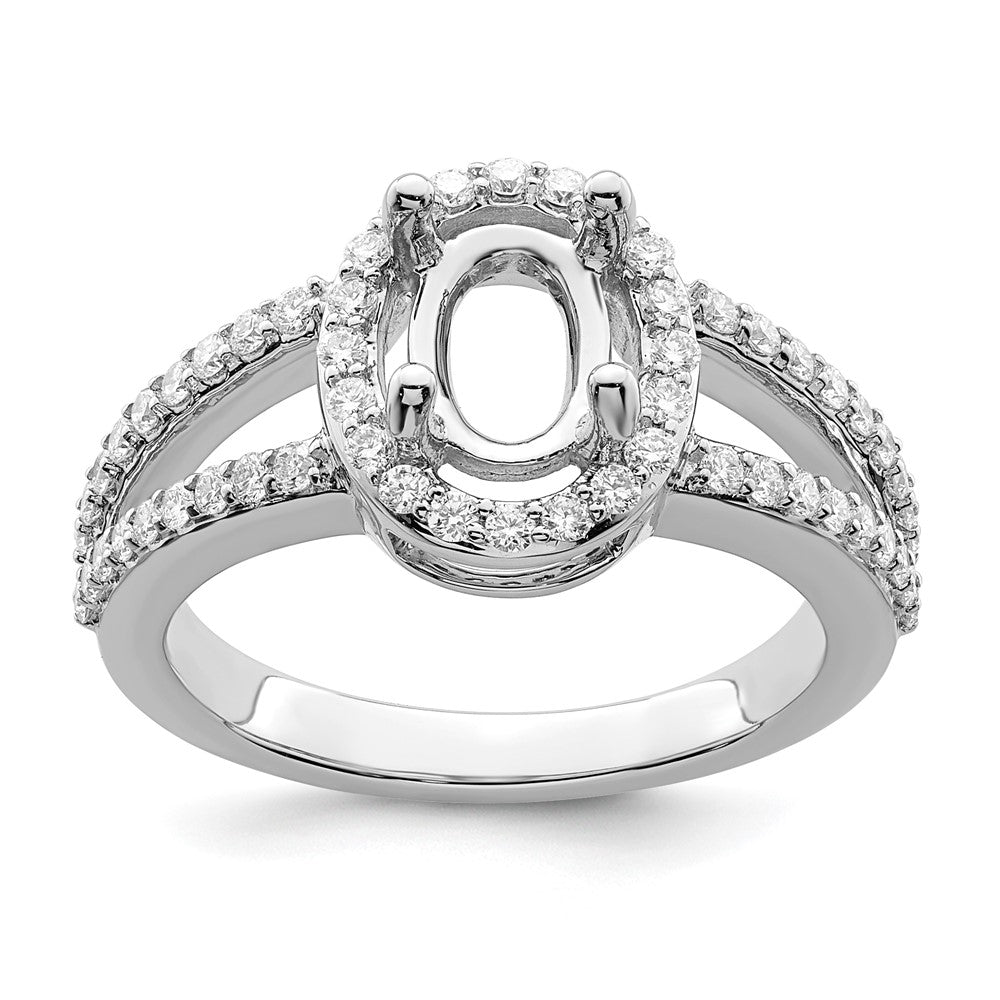 High-Quality 14K White Gold Halo Engagement Ring for 2 Carat Oval Center