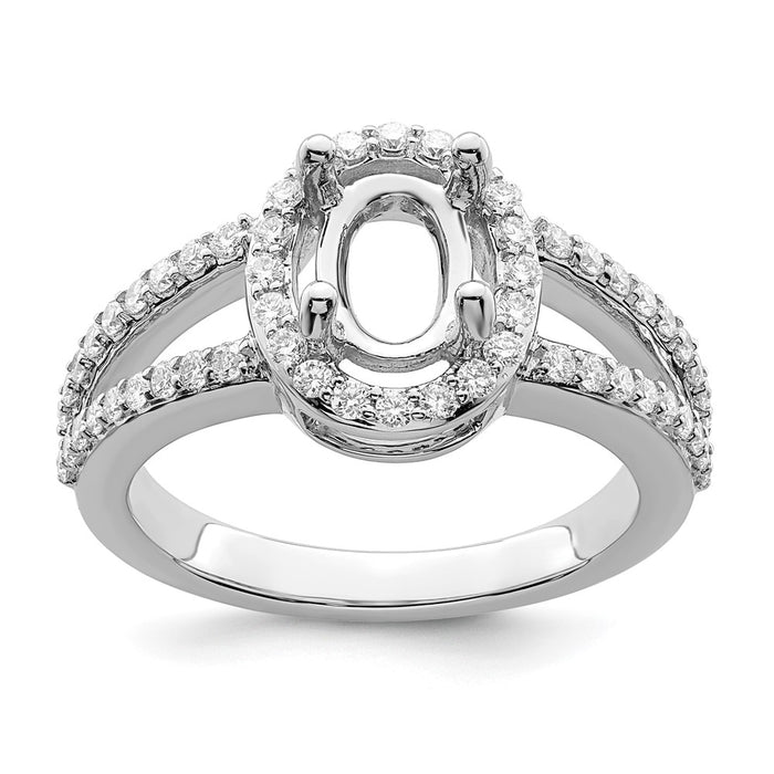 High-Quality 14K White Gold Halo Engagement Ring for 2 Carat Oval Center-8