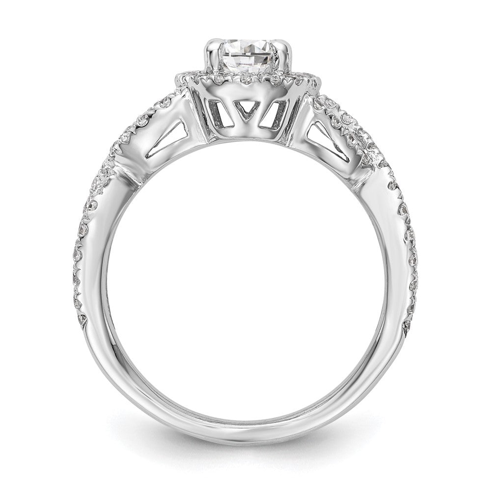 Exclusive 14K White Gold Halo Twist Engagement Ring for 1 Carat Oval Center