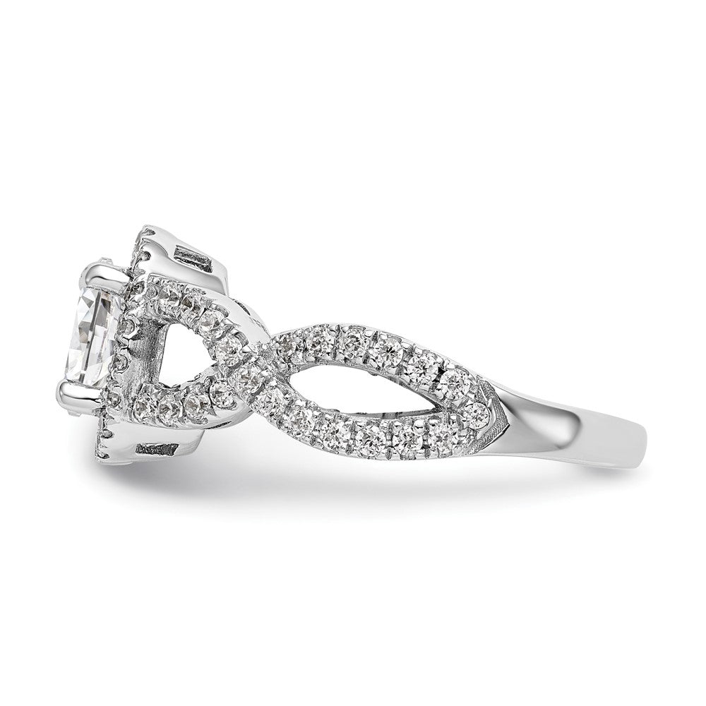 Exclusive 14K White Gold Halo Twist Engagement Ring for 1 Carat Oval Center