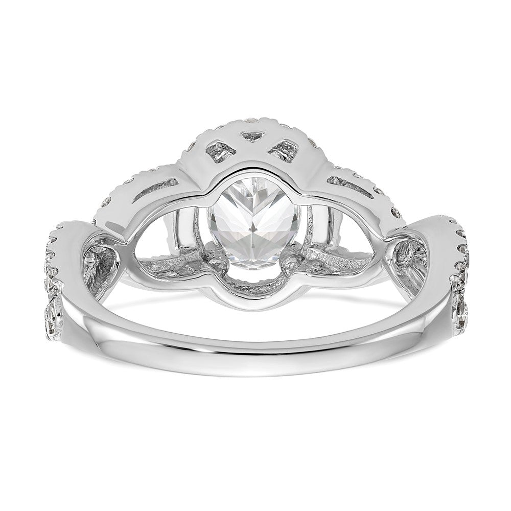 Exclusive 14K White Gold Halo Twist Engagement Ring for 1 Carat Oval Center