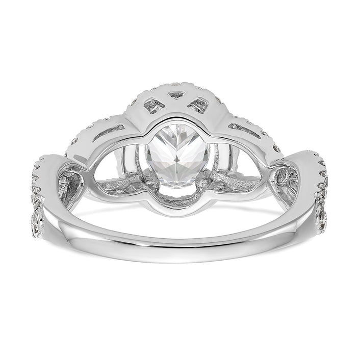 Exclusive 14K White Gold Halo Twist Engagement Ring for 1 Carat Oval Center-5