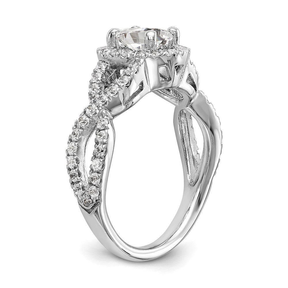 Exclusive 14K White Gold Halo Twist Engagement Ring for 1 Carat Oval Center