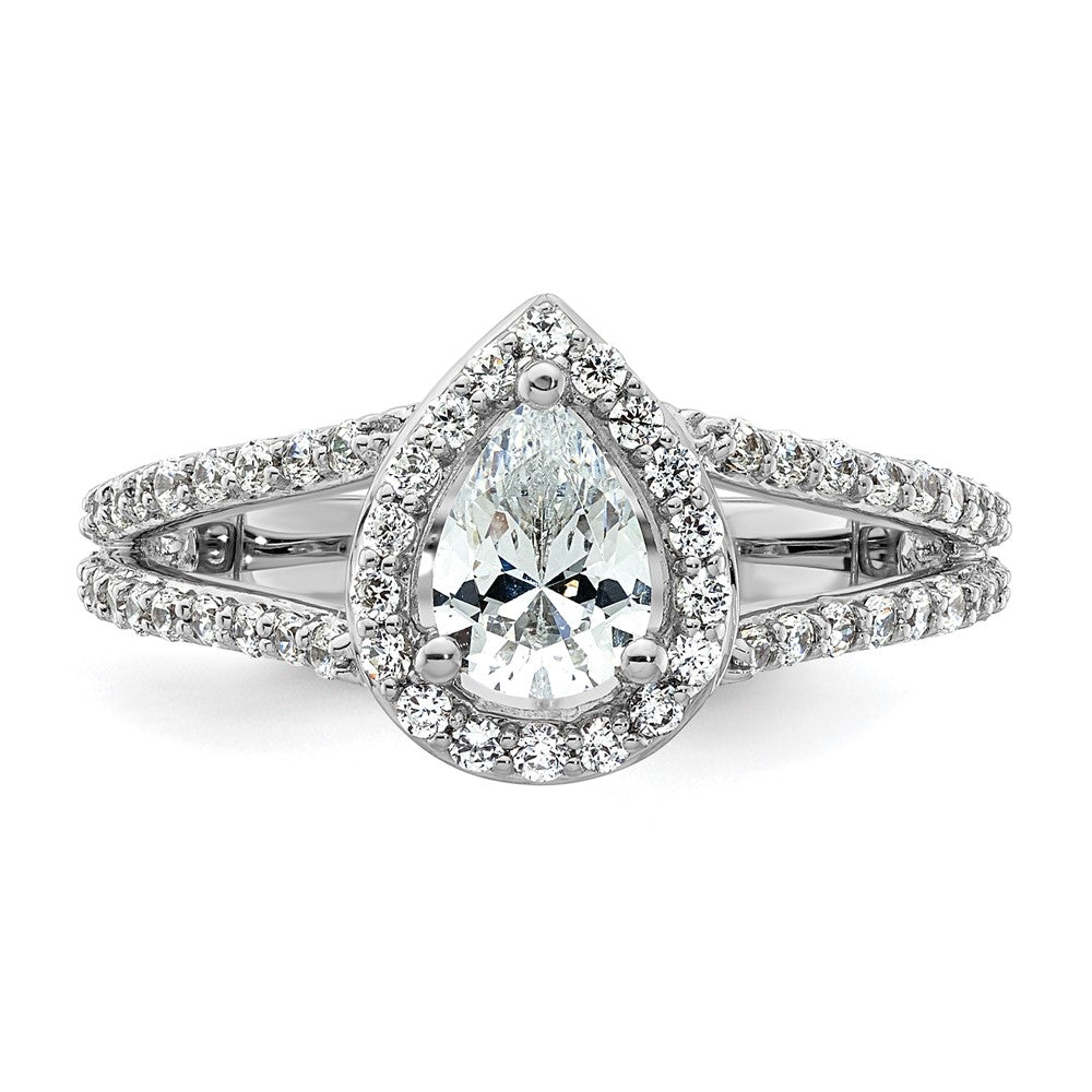 Buy Exclusive 14K White Gold Halo Engagement Ring, 3/4 Carat Pear Center, Stylish Accents