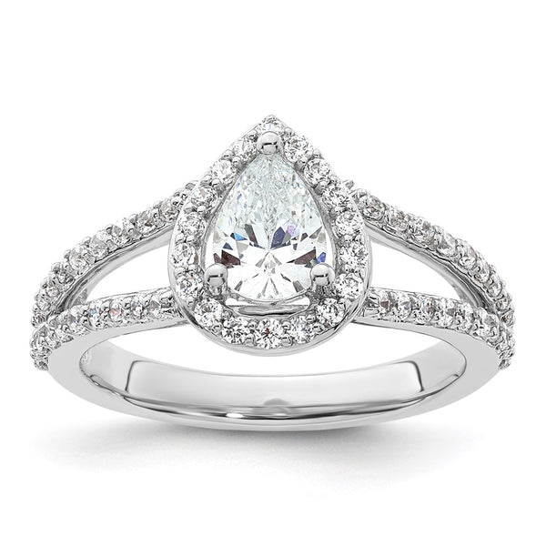 Buy Exclusive 14K White Gold Halo Engagement Ring, 3/4 Carat Pear Center, Stylish Accents