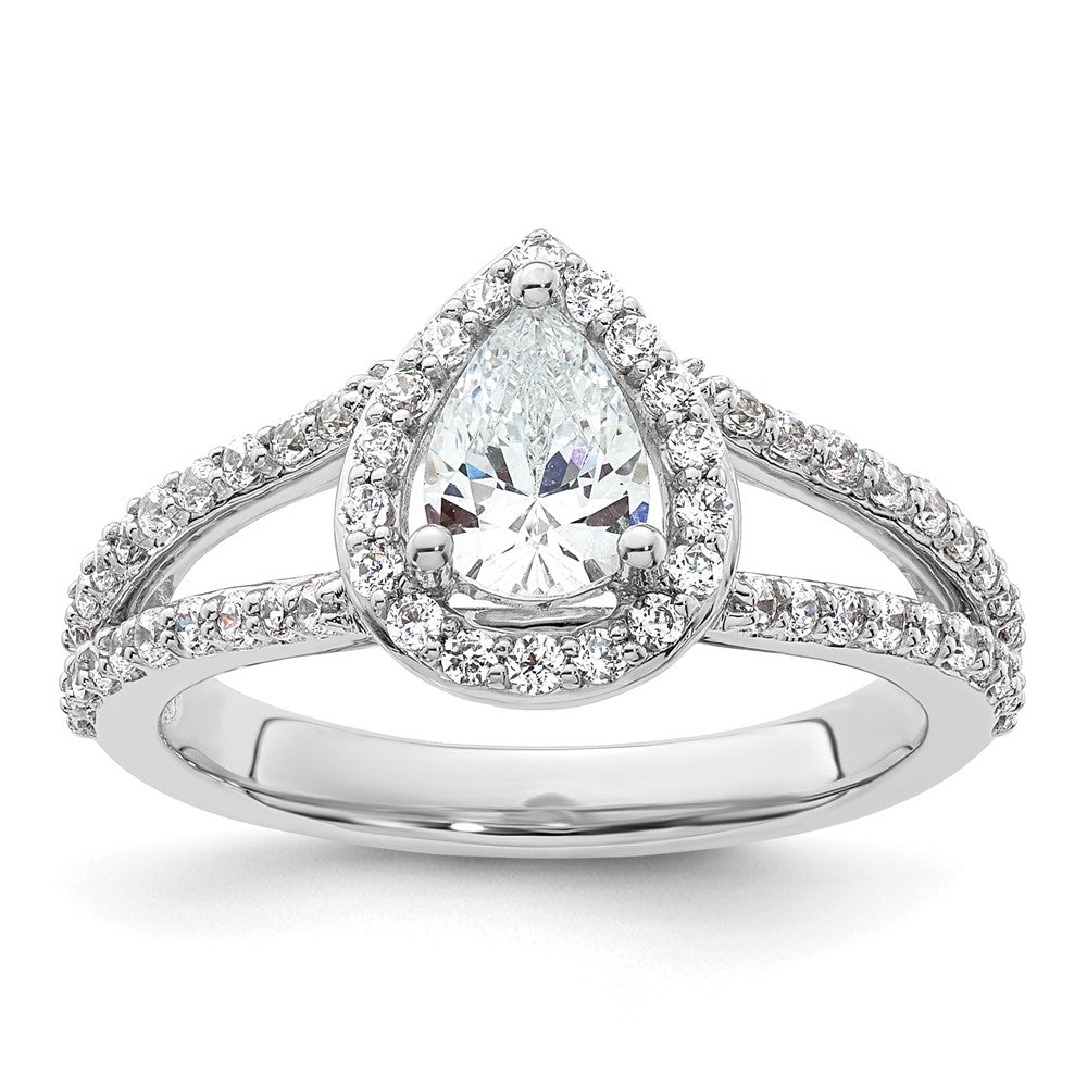 Buy Exclusive 14K White Gold Halo Engagement Ring, 3/4 Carat Pear Center, Stylish Accents