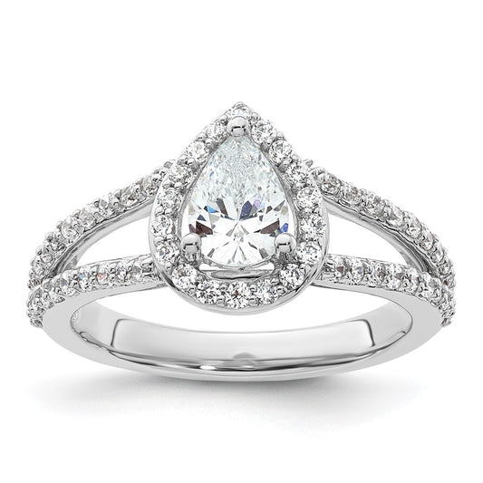 Buy Exclusive 14K White Gold Halo Engagement Ring, 3/4 Carat Pear Center, Stylish Accents