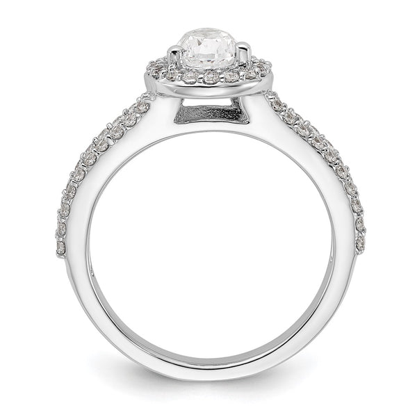 High-Quality 14K White Gold Halo Engagement Ring Semi-Mount, 5/8 ct Diamonds - Affordable Luxury for 1 Carat Pear Stone